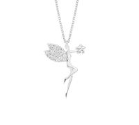 Einzelstück Collar con colgante de hada, plata de ley 925, cadena de plata para mujer, ángel I elfo joyas regalo niña oro de 14 K y oro rosa, Filigran, Plata esterlina, Circonia cúbica