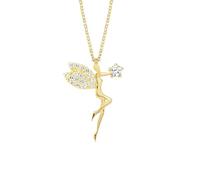 Einzelstück Collar con colgante de hada, plata de ley 925, cadena de plata para mujer, ángel I elfo joyas regalo niña oro de 14 K y oro rosa, Filigran, Plata esterlina, Circonia cúbica