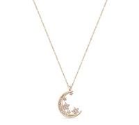 Einzelstück® Collar con colgante de luna y estrella, plata de ley 925 chapada en oro de 18 quilates, piedras de circonita, antialérgico y sin níquel, cadena de plata, Plata esterlina