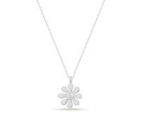 Einzelstück® Collar Daisy con colgante de margarita, plata de ley 925, chapado en oro, antialérgico y sin níquel (collar Daisy plateado), Plata esterlina, Circonia cúbica