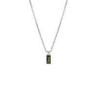 Einzelstück Collar de plata de ley 925 con colgante de piedra verde y chapado en oro de 14 quilates para mujer con circonitas Baguette, sencillo para mujeres y niñas (Sage), Filigran, Plata esterlina