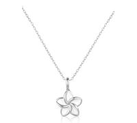 Einzelstück® Collar Frangipani con colgante monoi, plata de ley 925, chapado en oro, hipoalergénico y sin níquel, Filigran, Plata de ley, Circonita cúbica