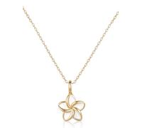 Einzelstück® Collar Frangipani con colgante monoi, plata de ley 925, chapado en oro, hipoalergénico y sin níquel, Filigran, Plata esterlina, Circonia cúbica