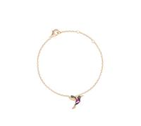 Einzelstück® Tobillera de colibrí, plata de ley 925 con diseño de pájaro, oro de 14 quilates y oro rosa, pájaro Hummingbird con piedras de circonita, joya hipoalergénica, Eine Grösse, Plata de ley