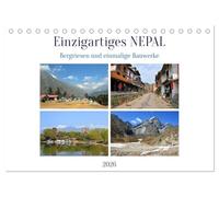 Einzigartiges NEPAL (Tischkalender 2026 DIN A5 quer), CALVENDO Monatskalender: Bilder von grandiosen Bergen des Himalaya und einer großartigen Architektur.
