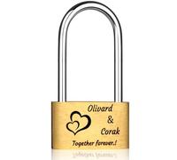 EinzigGeschenk Candado de amor con grabado - Candado personalizado único con llave - Idea de regalo para San Valentín - Regalo de pareja para él y ella (estilo 1 - versión larga)