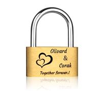 EinzigGeschenk Candado de amor con grabado, candado personalizado único con llave, idea de regalo para el día de San Valentín, regalo de pareja para él y ella (estilo 1, versión corta)