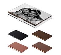 EinzigGeschenk Tarjetero de acero inoxidable personalizable para tarjetas de visita, espacio para hasta 20 tarjetas, diseño superdelgado, amigos, familia, clientes, empleados y empresarios, Estilo