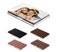 EinzigGeschenk Tarjetero de acero inoxidable personalizable para tarjetas de visita, espacio para hasta 20 tarjetas, diseño superdelgado, amigos, familia, clientes, empleados y empresarios, Estilo