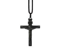 Eioeeklop de Jesús Collar de Madera Cordón Collar de de Jesús Crucifijo Collares con Colgante de Madera para Hombres Mujer Suéter Negro,C