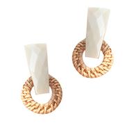 Eioeeklop Hand Tejidos De RatÁN De Resina Tejidos De Paja Pendientes Colgantes Tejidos para Mujeres Pendientes Artesanales ÚNicos Hechos una Mano JoyerÍA Beige-Multi-Facetadas Trapezoidal