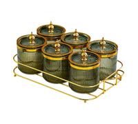 EIOLWJIEO Bandeja para condimentos, platos para servir con tapa transparente, para frutos secos, dulces y frutas, aperitivos, postres, aperitivos, vasos y cuencos, Verde, 35.5 x 18.5 x 12 cm