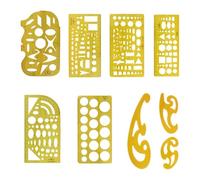 EIOLWJIEO Plantillas de cartografía en plástico naranja brillante para ingenieros, estudiantes y diseñadores de interiores. Plantillas para dibujar planos, herramientas medición y regla, 9 piezas