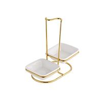 EIOLWJIEO Soporte para reposacucharas con estante para cuencos, organizador de utensilios de cocina, palillos dorados verticales, soporte para sopa, cuchara para soportes, Dorado/Cuadrado/2 Cuencos