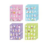 EIOLWJIEO Suministros de decoración para fiestas de Pascua, pegatinas decorativas, pegatinas huevos conejito, bonitos dibujos animados, surtidos, juego vacaciones, huevos conejito