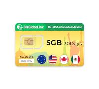 EIOTCLUB BizGlobeLink - Tarjeta SIM prepaga para viajes, uso internacional en Estados Unidos, Canadá y México, solo datos, 5G/4G LTE, sin contrato, recargable, para teléfonos móviles, routers wifi y