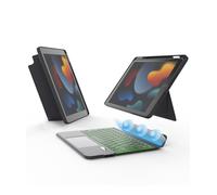 EIP Funda con teclado Bluetooth para iPad de 10.2 pulgadas (7ª/8ª/9ª generación), 10.2 pulgadas con atajos patentados para lápiz capacitivo, protector, soporte de bisagra ajustable, funda desmontable