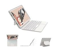 EIP Magnetix Keyboard Case for Google Pixel Tablet 11 Inch (2023), Adjustable Viewing Angle, Detachable, Easy Carry, Protective Cover Compatible with Speaker Dock, 7 Backlight Color, White, US Layout