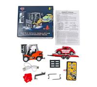 Eipol Interruptor de carretilla elevadora/grúa de ingeniería a control remoto 1:64 + remolque + tarjeta de bloqueos de carretera - Coche RC de 2.4G con sonido y luz de ajuste de tres velocidades