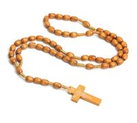 EIR Rosarios Religiosos,Rosario Madera,Collar de Rosario Católico,Rosario Cruzado Hecho a Mano,Collar de Cuentas Cruzadas,Regalos Comunion,Perfecto para Niños o Niñas