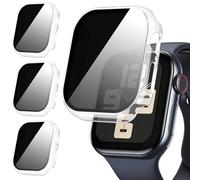 Eirltiy 3 Pack Funda para Apple Watch SE/6/5/4 44mm con Privacidad Protector de Pantalla Vidrio Templado, Cubierta Rígido HD Protección Completa Duro PC Anti-Arañazos Carcasa, Transparente