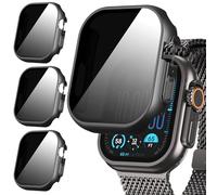 Eirltiy 3 Pack Funda para Apple Watch Ultra/Ultra 2 49mm con Privacidad Protector de Pantalla Vidrio Templado, Cubierta Rígido HD Protección Completa Duro PC Anti-Arañazos Carcasa Case, Negro