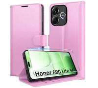 Eirltiy Funda para Honor 600 Lite 5G Piel PU Premium, Tipo Cartera Antigolpes Ranuras Carcasa con 1 Cristal Templado Rosa