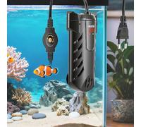 Eirolace Calentador para acuarios, resistencias para acuarios de 100 W, Regulable 15-34 °C, protección contra sobrecalentamiento, resistencias con termostato para Agua Dulce y Marina, hasta 50 L