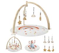 Eirolace Gimnasio para Bebé, Alfombra de Juegos Sensorial Montessori, Gimnasio de Actividades para Bebés, Tapete Educativo con 6 Juguetes Sensoriales, Arco Extraíble, Regalo para Recién Nacidos