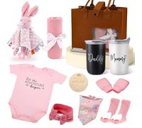 Eirolace Set de Regalo Bebe Recien Nacido Niñas, Canastilla Bebé Recién Nacido 13 en 1 con Mameluco, Edredón, Taza, Manta, Babero, Calcetines y Guantes, Regalo Baby Shower para Niñas