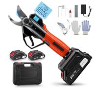 Eirolace - Tijeras de podar y corte de césped eléctricas de 21V, 2 en 1 con 2x2600mAh | 18000 rpm, grosor de corte de 8mm | Tijeras de jardín ligeras para setos y bordes de césped (Naranja)