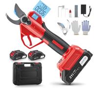 Eirolace - Tijeras de podar y de césped eléctricas de 21V, 2 en 1 con 2x2600mAh | 18000 rpm, espesor de corte de 8 mm | Tijeras de jardín ligeras para setos y bordes de césped (Rojo)