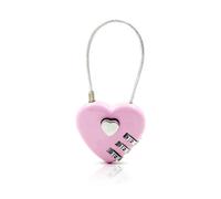 EIROVYA 1 Candado en forma de corazón con cable de acero y múltiples funciones Candados De CombinacióN, Bloqueo De CóDigo Para Maletas De Viaje, Mochila De Equipaje (rosa)