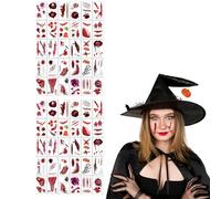 EIROVYA 60 Hojas Tatuajes temporales, Tatuajes espeluznantes de Halloween, Tatuajes de Halloween,B