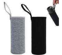 EIROVYA Funda térmica de neopreno para botellas de agua, bolsa térmica para botellas de té y vasos (negro + gris), 2 piezas