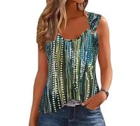 EIRUKON Camiseta Sin Mangas Mujer Verano Cuello en V Elegant Camisetas de Tirantes Boho Camisole Tank Top Casual Cami,Colorido,M