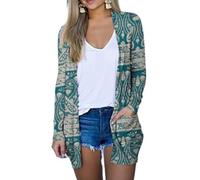 EIRUKON Cardigan Mujer Largo Drapeado de Manga Larga Chaqueta Primavera y Verano Rebeca Frente Abierto Ligera Casual Cárdigan con Bolsillos Moda Boho