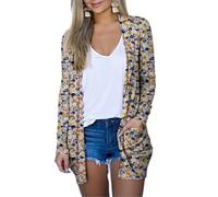 EIRUKON Cardigan Mujer Largo Drapeado de Manga Larga Chaqueta Primavera y Verano Rebeca Frente Abierto Ligera Casual Cárdigan con Bolsillos Moda Boho