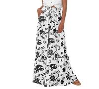 EIRUKON Pantalones Mujer Anchos Verano Ligeros Comodos Pantalones Palazzo Elásticos de Cintura Alta Pantalon Baggy Boho Casual Pantalón con Bolsillos,Negro,XL