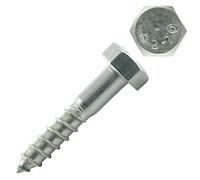 Eisenwaren2000 Tornillos hexagonales M10 x 80 mm para madera (10 unidades) - DIN 571 - Tornillos hexagonales exteriores - Tornillos de llave con vástago - Acero inoxidable A2 V2A - inoxidable