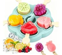 Eisformen Eis am Stiel Silikon 5 Zellen BPA Frei, Mini Eisförmchen Popsicle Molds con Palo y Tapa, Wiederverwendbar Eis Selber Machen Formen Kinder
