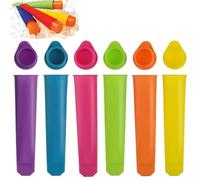 Eisformen Silikon 6 Stück Eisformen, Eisformen am Stiel, Wiederverwendbare Stieleisformer,popsicle maker,Eisformen Wassereis mit Deckel,Wassereis Formen,Eiseis Formen,EisStiel Formen (Runden)