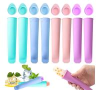 Eisformen Silikon,8Stk Wassereis Eisheltscher Bunt,Wiederverwendbare Stieleisformer,popsicle maker,Eisformen Wassereis mit Deckel,Wassereis Formen,Eiseis Formen,EisPopmaker BPA frei (Runden)