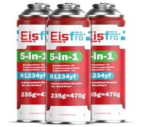 Eisfro 5 en 1 - 3 x refrigerante R1234yf para Aire Acondicionado de Coche con Aceite, sellador de Fugas, trazador UV y deshidratante - Aplicación rápida - Protege el compresor - 235 g por Caja