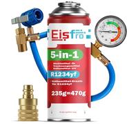 Eisfro 5 en 1 sustituto R1234yf - Refrigerante para Aire Acondicionado de Coche + Manguera y Adaptador YF - Aplicación rápida - Protege el compresor - 235 g por Caja