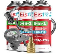 Eisfro - 5 en 1 sustituto R1234yf XL + Manguera + Adaptador YF para Aire Acondicionado de automóvil con Aceite, aditivo sellador, colorante UV, Agente deshidratante - Protege el compresor - 3 x 235 g