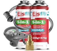 Eisfro - 5-en-1 sustituto R1234yf XL + Manguera + Adaptador YF para Aire Acondicionado de automóvil con Aceite, aditivo sellador, colorante UV, Agente deshidratante - Protege el compresor - 2 x 235 g