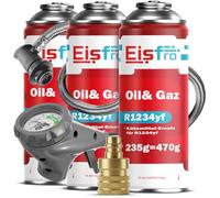 Eisfro - Fluido refrigerante sustituto R1234yf Gas con Aceite, Manguera y Adaptador YF - Recarga de Aire Acondicionado para automóvil - 3 x 235 g - Eco