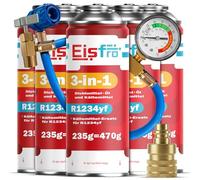 Eisfro - Kit de Recarga de Aire Acondicionado para automóvil 3 en 1 sustituto R1234yf - 5 x Gas 3 en 1 con Manguera y Adaptador YF - 5 x 235 g