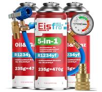 Eisfro - Kit de Recarga de Aire Acondicionado R1234yf - Fluido refrigerante 5 en 1 XL con Aceite, sellador, colorante UV y deshidratante + 2X Gas de Recarga R1234yf con Aceite 235 g